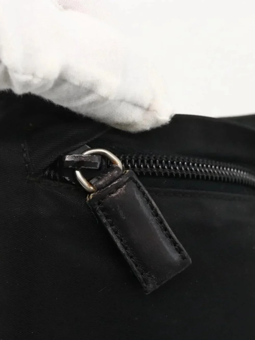 PRADA Shoulder Bag Nylon Black Silver Auth 175183